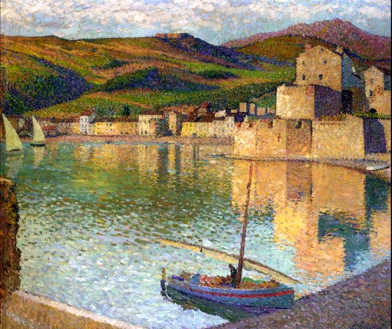 Bateau bleu &agrave; Collioure par  Henri Martin