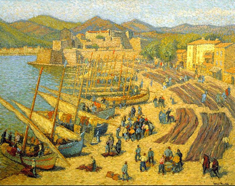 Bateaux de p&egrave;che &agrave; Collioure par  Henri Martin