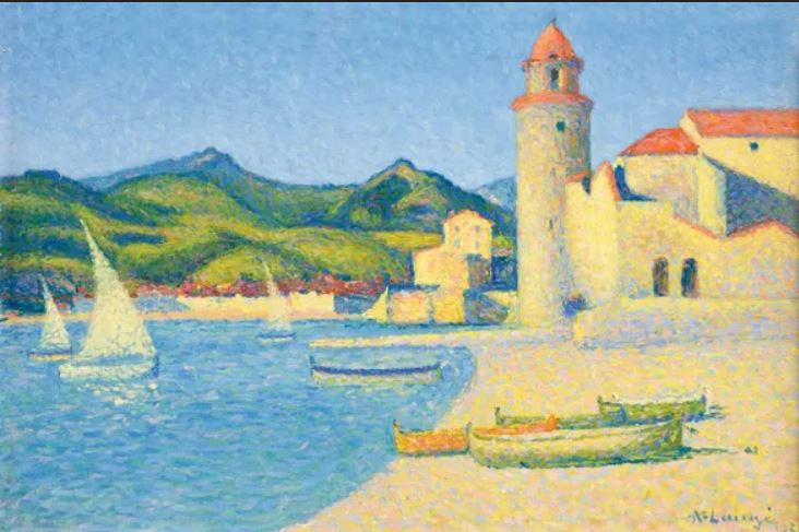 Voiles blanches &agrave; Collioure par Achille Laug&eacute;