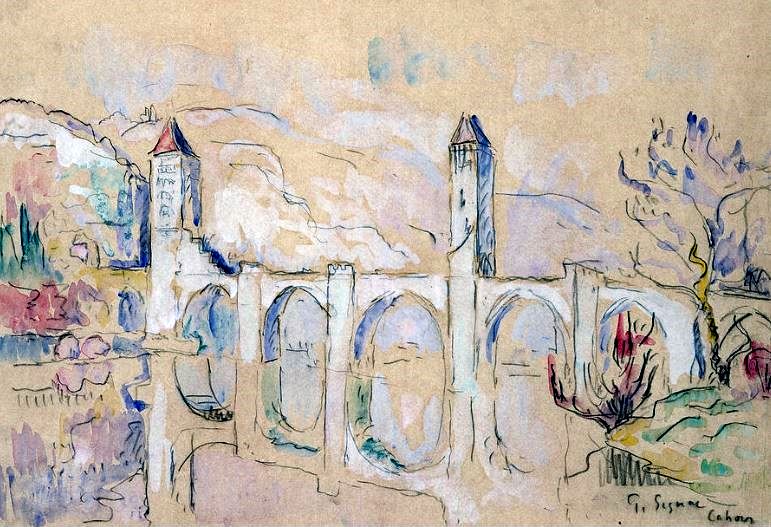 Pont Valentr&eacute; Cahors par Paul Signac