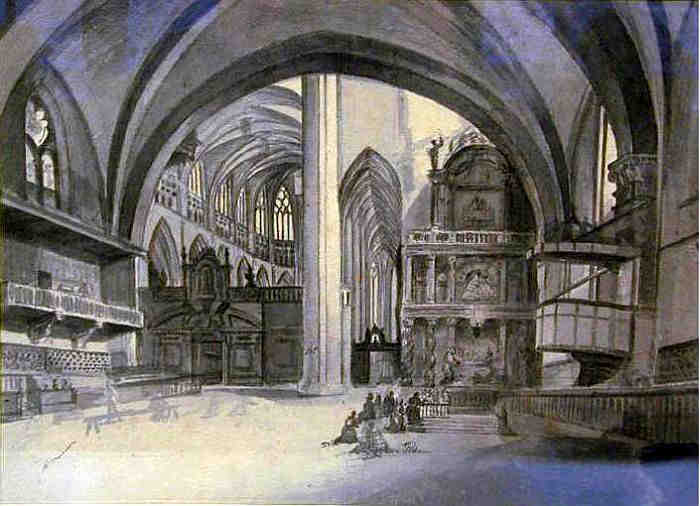 Vue de l'int&eacute;rieur de la cath&eacute;drale St-Etienne par B. Benazet