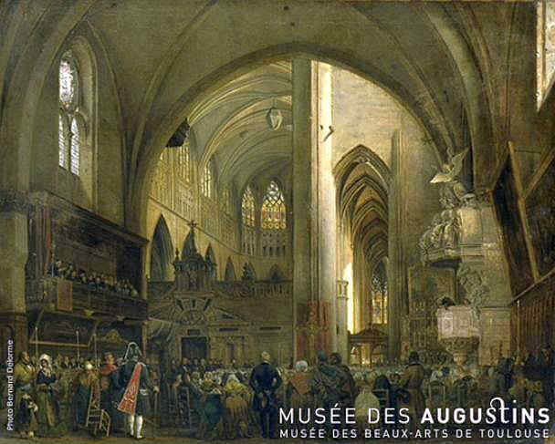 Vue de l'int&eacute;rieur de la cath&eacute;drale St-Etienne par Jules Boilly