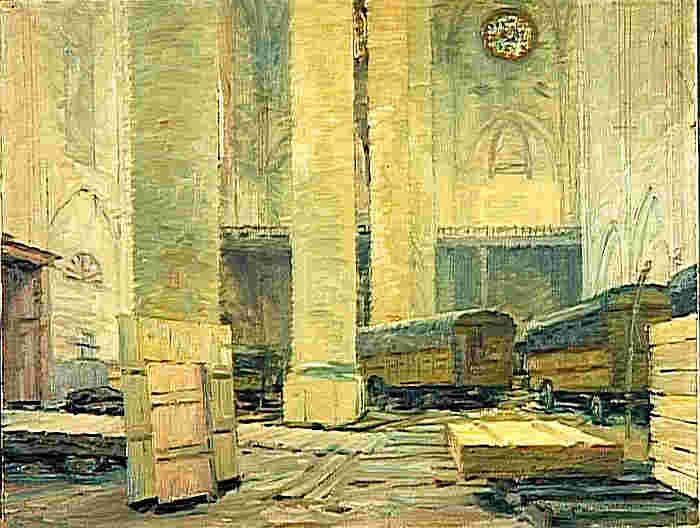Int&eacute;rieur  des  Jacobins de Toulouse par Antoine Auguste Durandeau