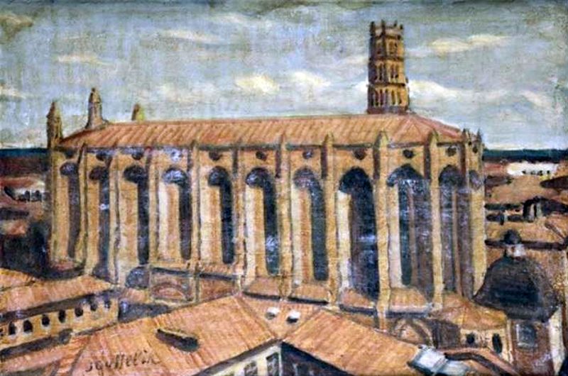 Int&eacute;rieur  des  Jacobins de Toulouse par Antoine Auguste Durandeau