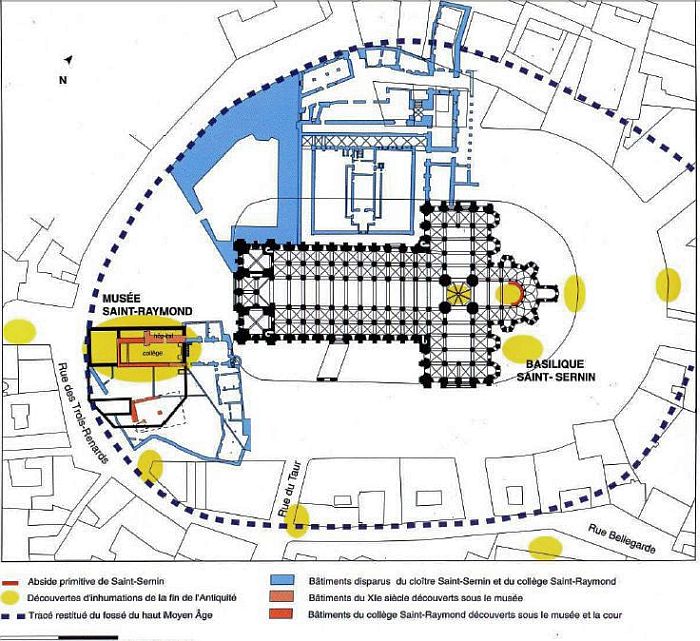 Plan de la basilique St-Sernin de Toulouse