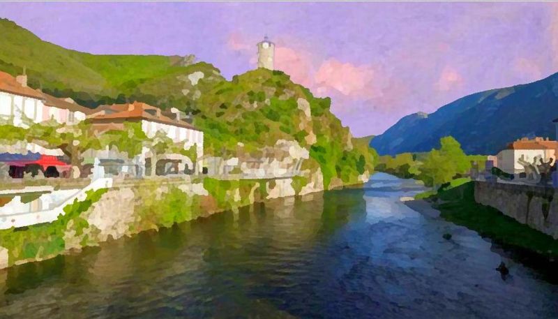 Tarascon-sur-Ari&egrave;ge, tour Castella et ari&egrave;ge  par Dan Kopel