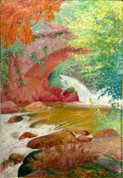 Pont sur l'Ari&egrave;ge &agrave; Ax les Thermes par Georges Castex
