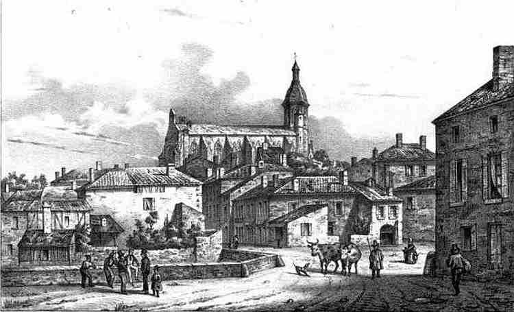 Eauze dans le Gers, litho XIXe