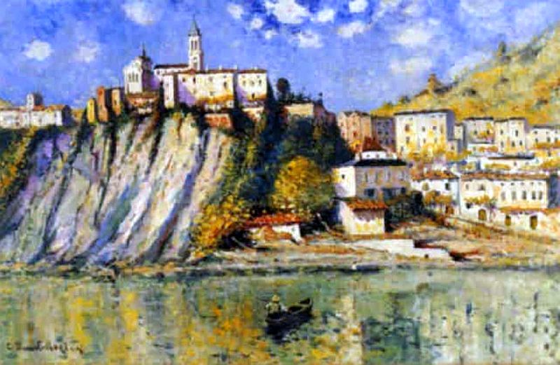 Bords du Lot &agrave; Albas par L&eacute;on Duval-Gozlan