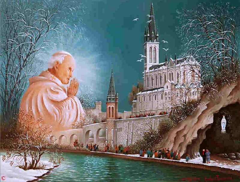 b&eacute;n&eacute;diction du pape jean-Paul II &agrave; Lourdes