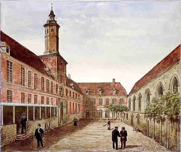Cour de l'Hospice comtesse &agrave; Lille gravure 19e