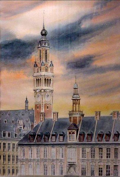 Beffroi de la CCi de Lille et  ancienne   bourse de Lille par  Philippe Capelle