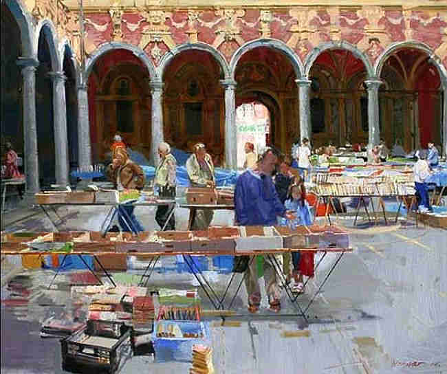 Bouquinistes dans l'ancienen  bourse de Lille par William Wood ward