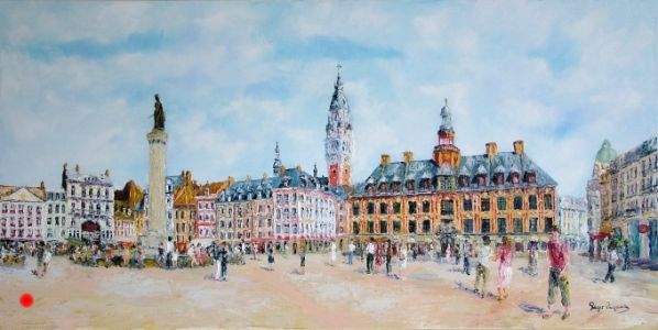 Regis Rigaux la Grand place de lille la nuit.