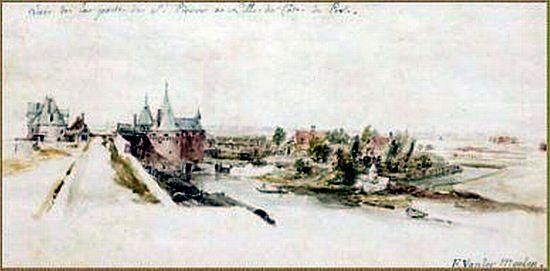 Vue porte St-Pierre &agrave; Lille par van der Meulen