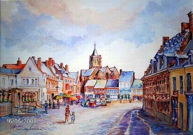 La place de Cassel par Annie Desfresnnes