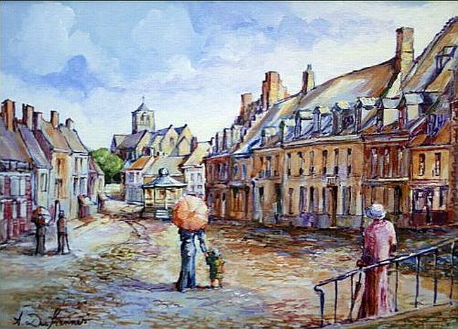 Place de Cassel en 1900 par Annie Desfresnnes