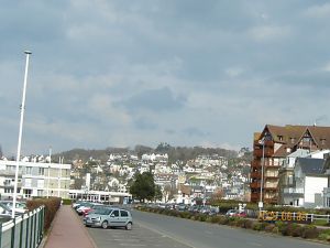 vue des hauteurs de Trouville depuis le port de la marina/ view of the hights of Trouville from the marina port