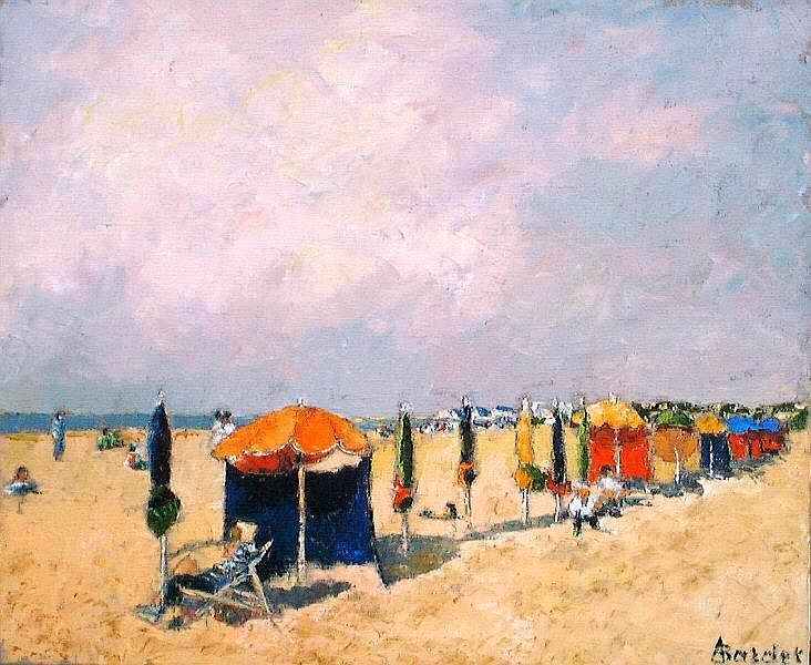 Plage et  parasols &agrave; Deauville par Andr&eacute; Bardet