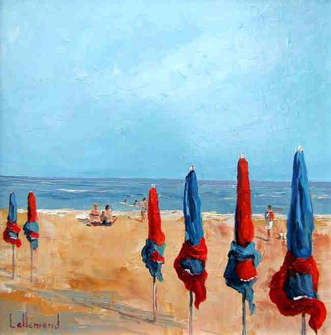 Plage et  parasols &agrave; Deauville par Andr&eacute; Bardet