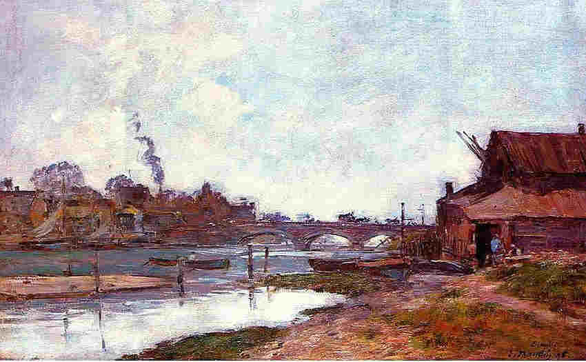 Pont  sur la Touques &agrave; Deauville par Eug&egrave;ne Boudin