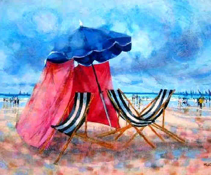 Deauville en rose et  bleu par Michel King