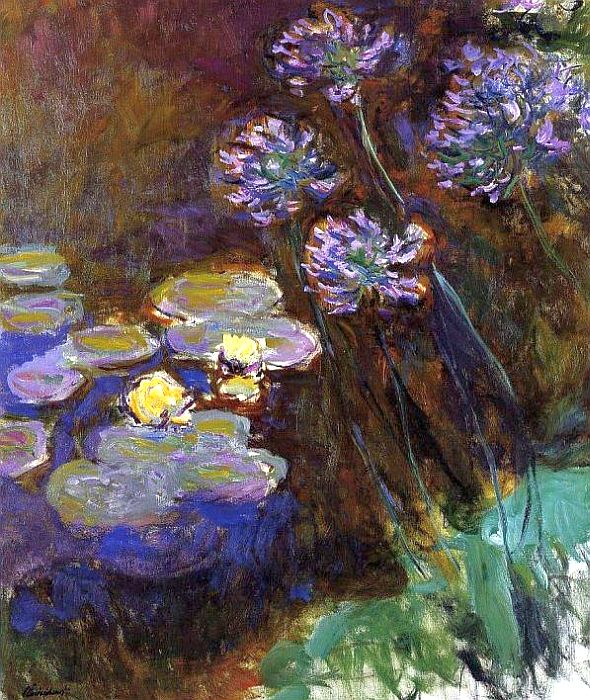 Nympheas et agapanthes du jardin d'eau de Giverny Giverny par Claude Monet