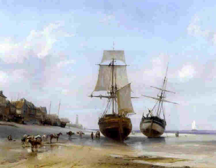 Bateaux &eacute;chou&eacute;s &agrave; Honfleur par   Eug&egrave;ne Isabey