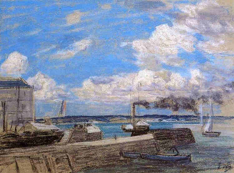 L'entr&eacute;e du port de Honfleur  par Eug&egrave;ne Boudin
