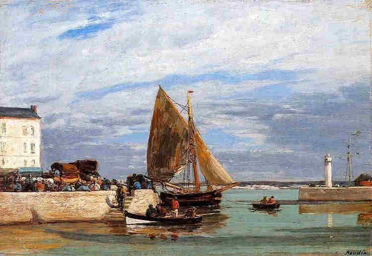 Le port de Honfleur  par Eug&egrave;ne Boudin