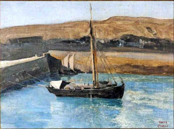 Bateau de p&ecirc;che &agrave; Honfleur par Camille Corot
