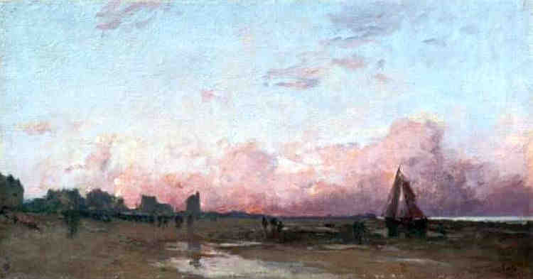 Coucher de soleil &agrave; Honfleur par Adolphe F&eacute;lix Cals