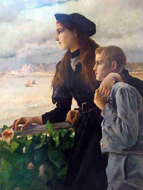 Fr&egrave;re et soeur regardant la mer &agrave; Honfleur par Alfred Stevens