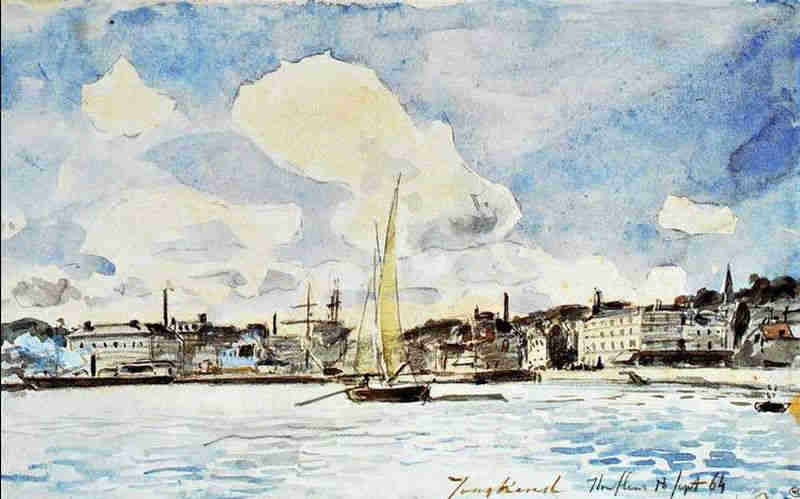 Honfleur, vue de la ville et de l'avant-port  par Jongkind