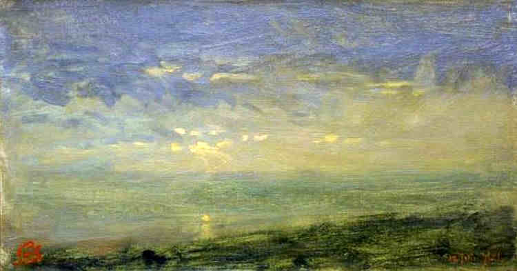 Lever de soleil sur la plage &agrave; Honfleur par Adolphe F&eacute;lix Cals