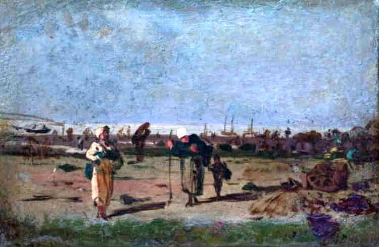 Mar&eacute;e basse &agrave; Honfleur par Louis Alexandre Dubourg