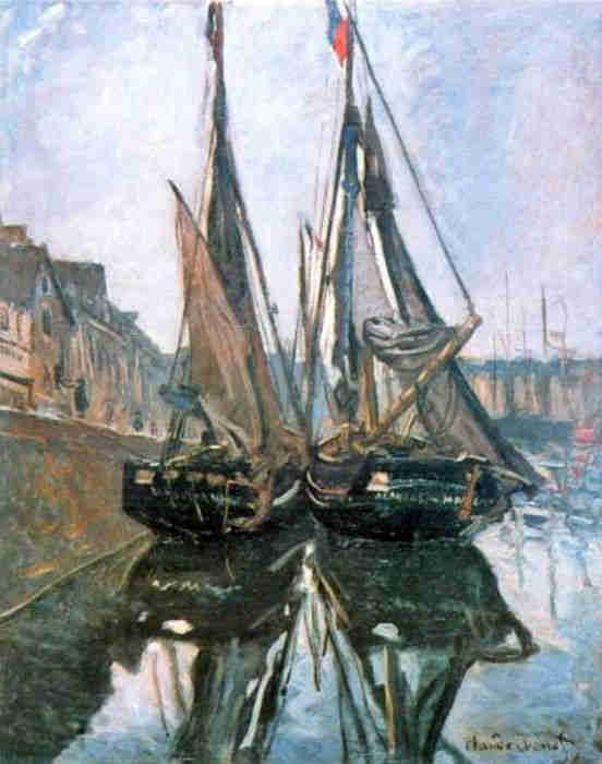 Bateaux de p^^eche &agrave; Honfleur par Claude Monet