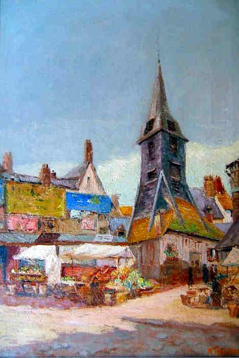 Place du march&eacute; &agrave; Honfleur par Alexandre Tielens