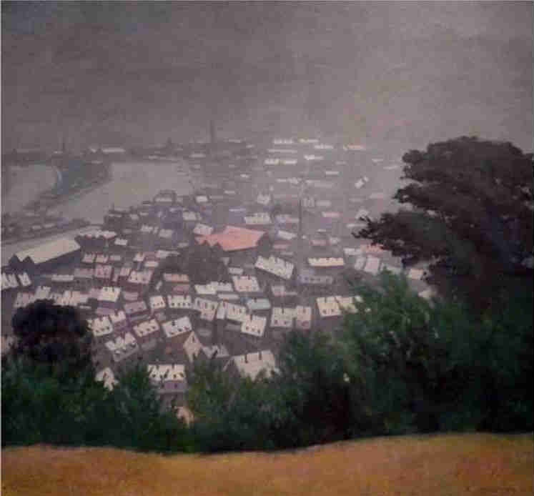 Honfleur  dans la brume  par F&eacute;lix Vallotton