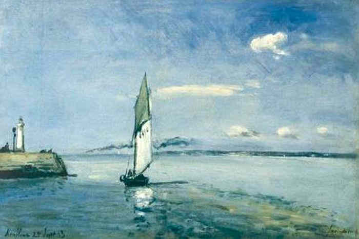 Voilier dans le port de Honfleur  par Jongkind