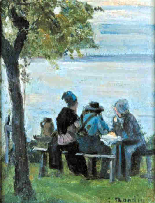 La  ferme  St-Sim&eacute;on au-dessus de la baie de Seine par Eug&egrave;ne Boudin