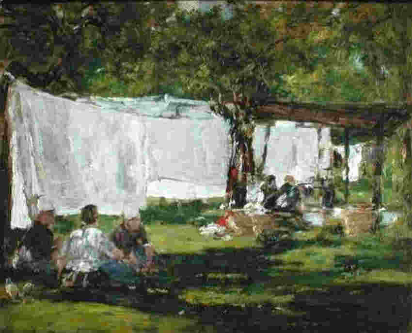 Lessive &agrave; la ferme Saint-Sim&eacute;on  par Eug&egrave;ne Boudin