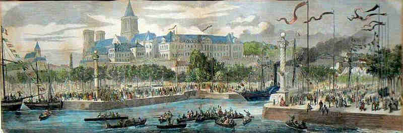 Inauguration du canal reliant Caen &agrave; la mer, en 1857