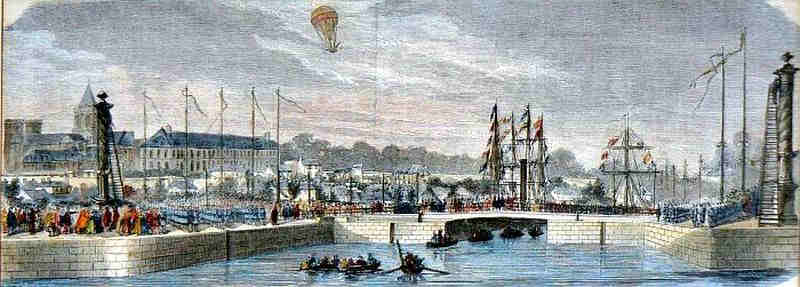 Inauguration du canal reliant Caen &agrave; la mer, en 1857