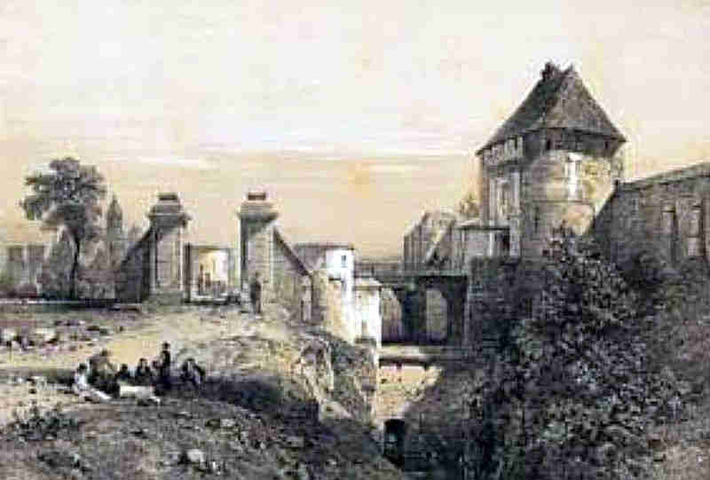 La porte des Champs du ch&acirc;teau de Caen vers 1850