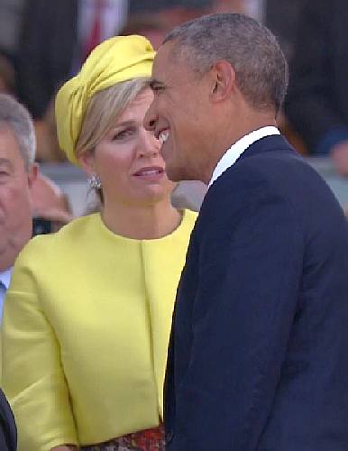 Queen Maxima  of Netherlands and  Obama  at the 70  years d-day in Normandy