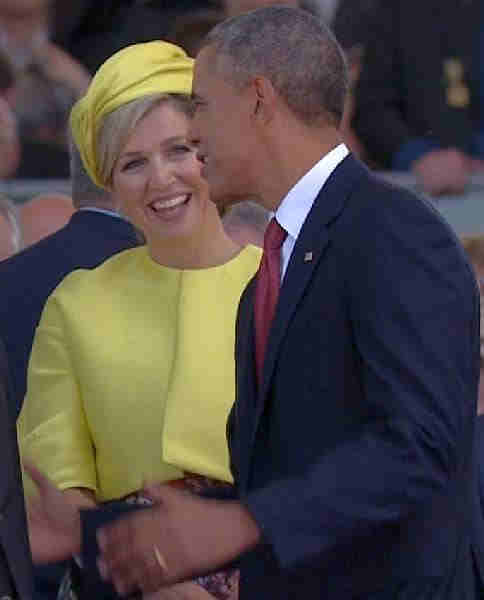 Queen Maxima  of Netherlands and  Obama  at the 70  years d-day in Normandy
