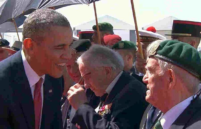 President Obama congratulating veterans 70 years d-day