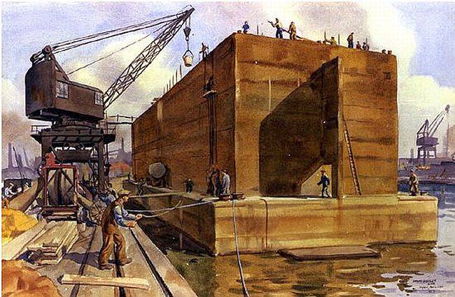 Un caisson Phoenix avant son convoage vers Arromanches par Dwight Shepler