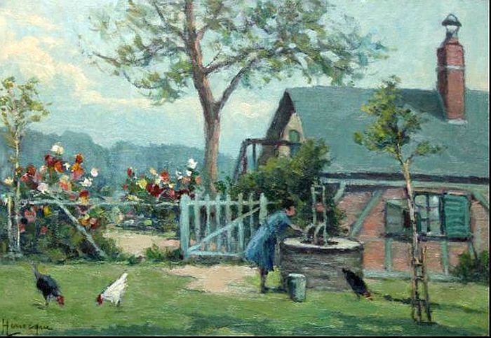 Cour de ferme en normandie par Narcisse H&eacute;nocque 
